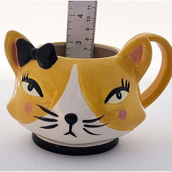 MUG-HOME ESSENTIALS-Yellow Lady Cat Face-Novelty-Collectible-Animal - Picture 8 of 8
